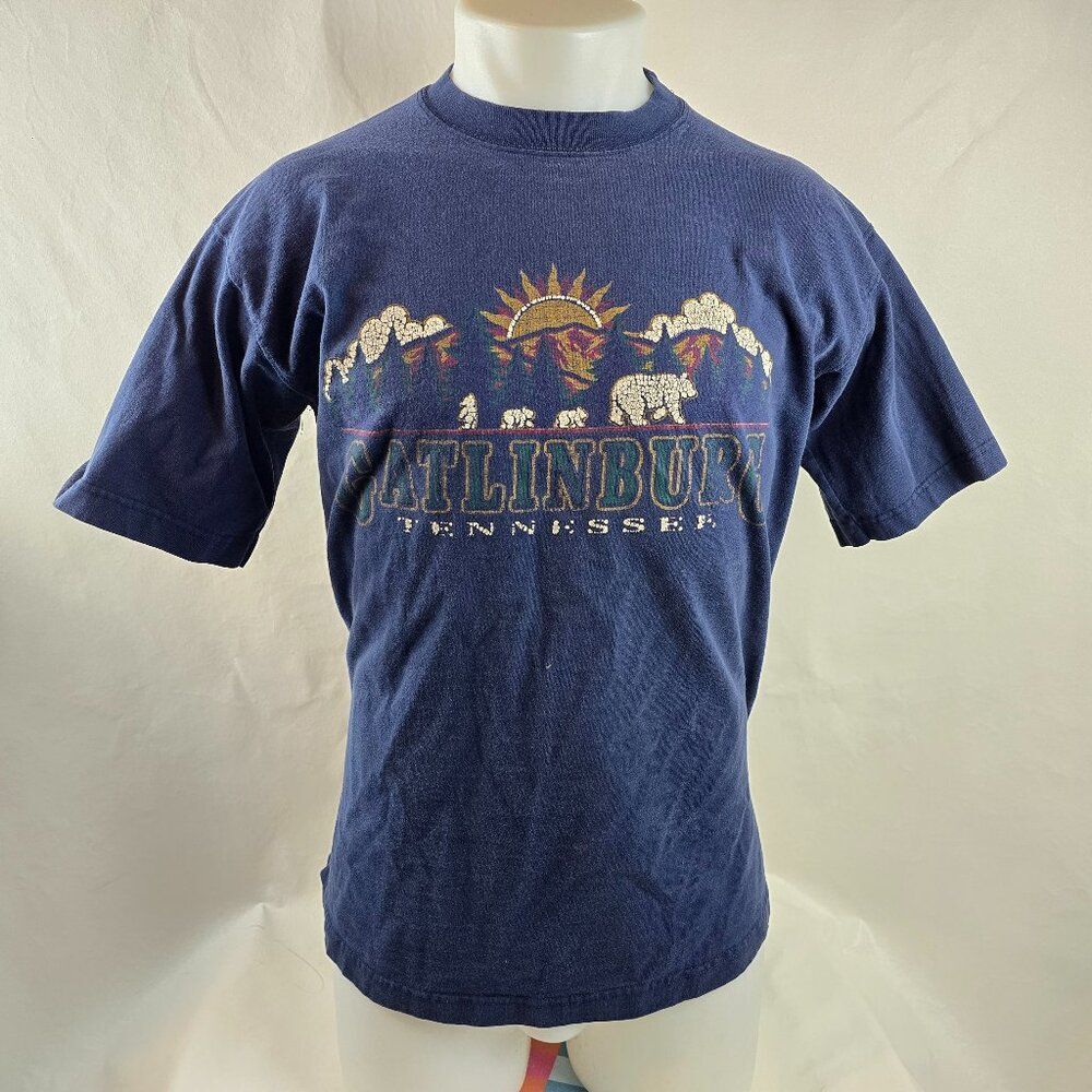 Signal Sports Gatlinburg Tennessee T Shirt Men Large Blue Graphic Mountains Bear
